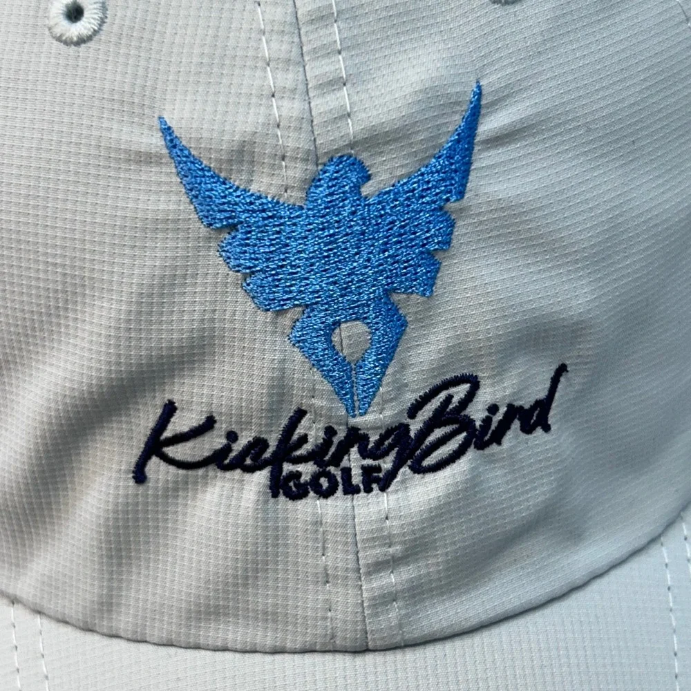 KickingBird Golf Mens Gray Imperial Hat Embroidered Performance Ripstop OSFM
